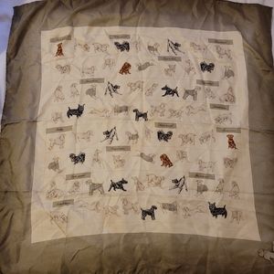 Vintage Burberry Silk Scarf with Dog Breeds